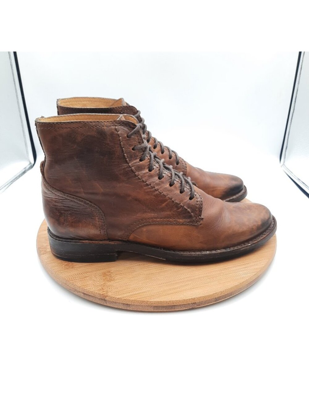 Frye Corey Mens Size 9 Boots Dark Brown Distressed Leather Lace Up Heritage